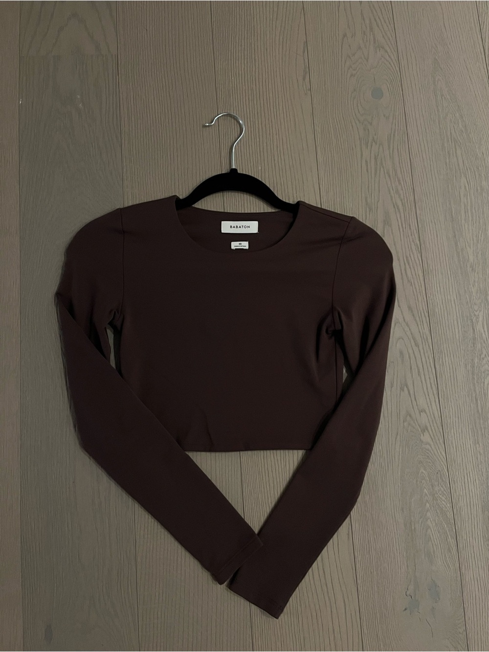 Babaton Brown Long-Sleeve Cropped Top